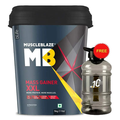MuscleBlaze Mass Gainer XXL with Complex Carbs and Proteins in 3:1 ratio, 5 kg (11 lb), Chocolate