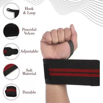 Wrist Wraps with Thumb Loop | (Red Black) Pack of 1