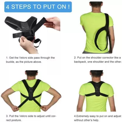 ALYV Adjustable Posture Support Belt (for sizes up to 42/XL) Back & Shoulder Support Brace with Heat Dissipation Holes Back and Shoulder Pain Relief for Men & Women