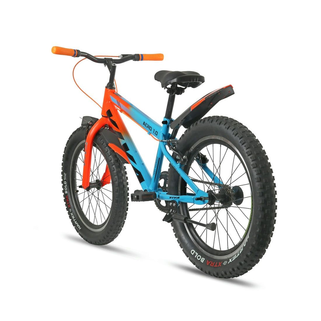 Aero 20x3.0 Semi-Fat Single Speed Bike for Kids (Blue-Orange) Suitable for Age : 7 to 10 Years || Height : 3ft 10  to 4ft 7  