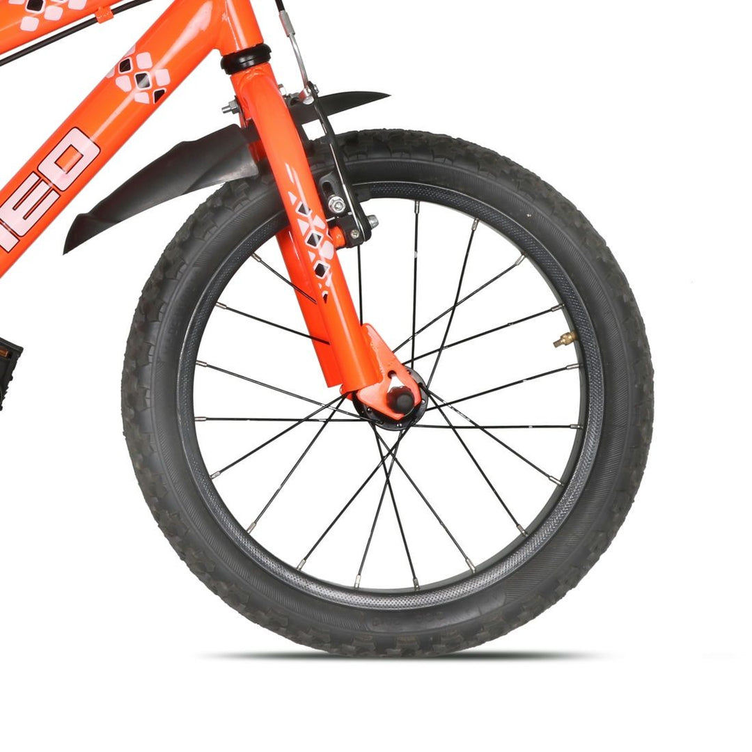 Roller Single Speed 16T Steel Single Speed Bicycle for Kids with Training Wheels (Fluorescent Orange) Suitable for Age : 4 to 6 Years || Height : 3ft 5  to 3ft 9   || Side Supporters inlcuded