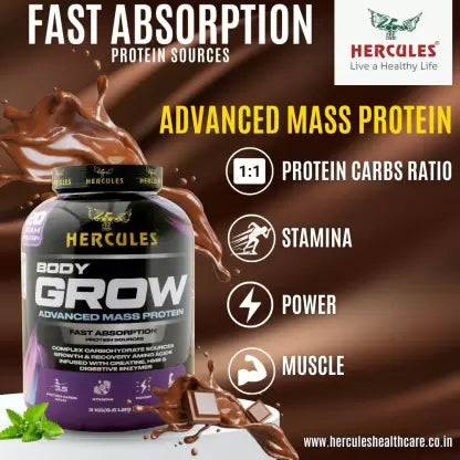 HERCULES Body Grow Weight Gainers/Mass Gainers  (1 kg, Malai Kulfi)