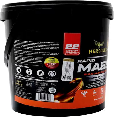 HERCULES Rapid Mass Weight Gainers/Mass Gainers  (5 kg, Kesar Pista)