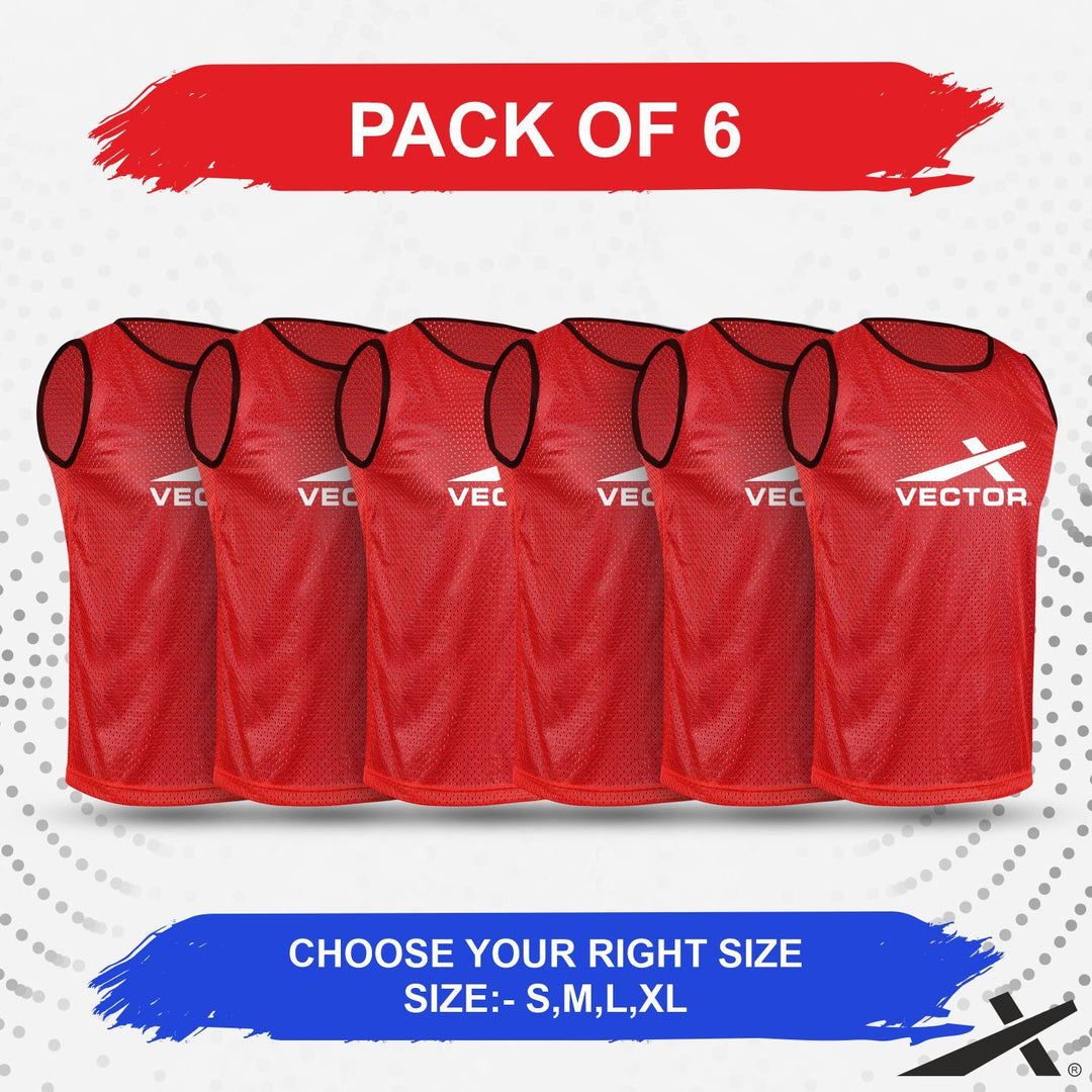 Multipurpose Football Bib (Solid/Regular) Pack of 6 -  Red