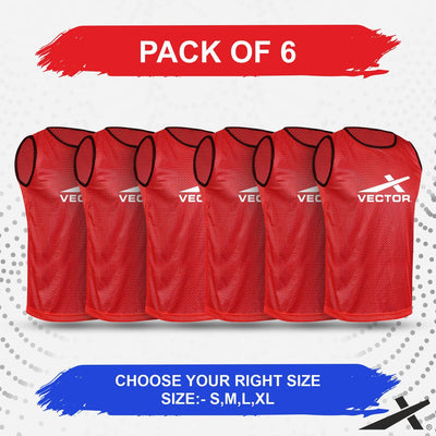 Multipurpose Football Bib (Solid/Regular) Pack of 6 -  Red