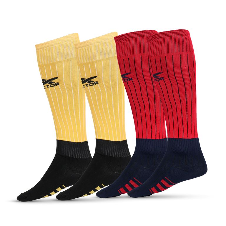 Men & Women Solid Knee High (Pack of 4) Free Size (Yellow-Red)