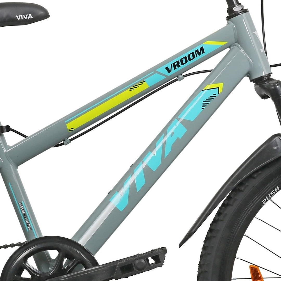 Vroom 24T Single Speed Single Speed City Bike for Kids (Grey) Suitable for Age : 12 to 15years || Height : 4ft 5  to 5ft 2 