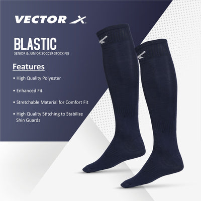 Unisex Solid Knee High (Pack of 2) Free Size (Navy)