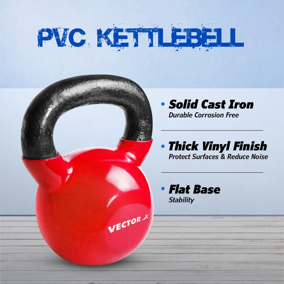 Vinyl Half Coating Kettle Bell for Gym & Workout 24 Kg Red Kettlebell (24 kg)