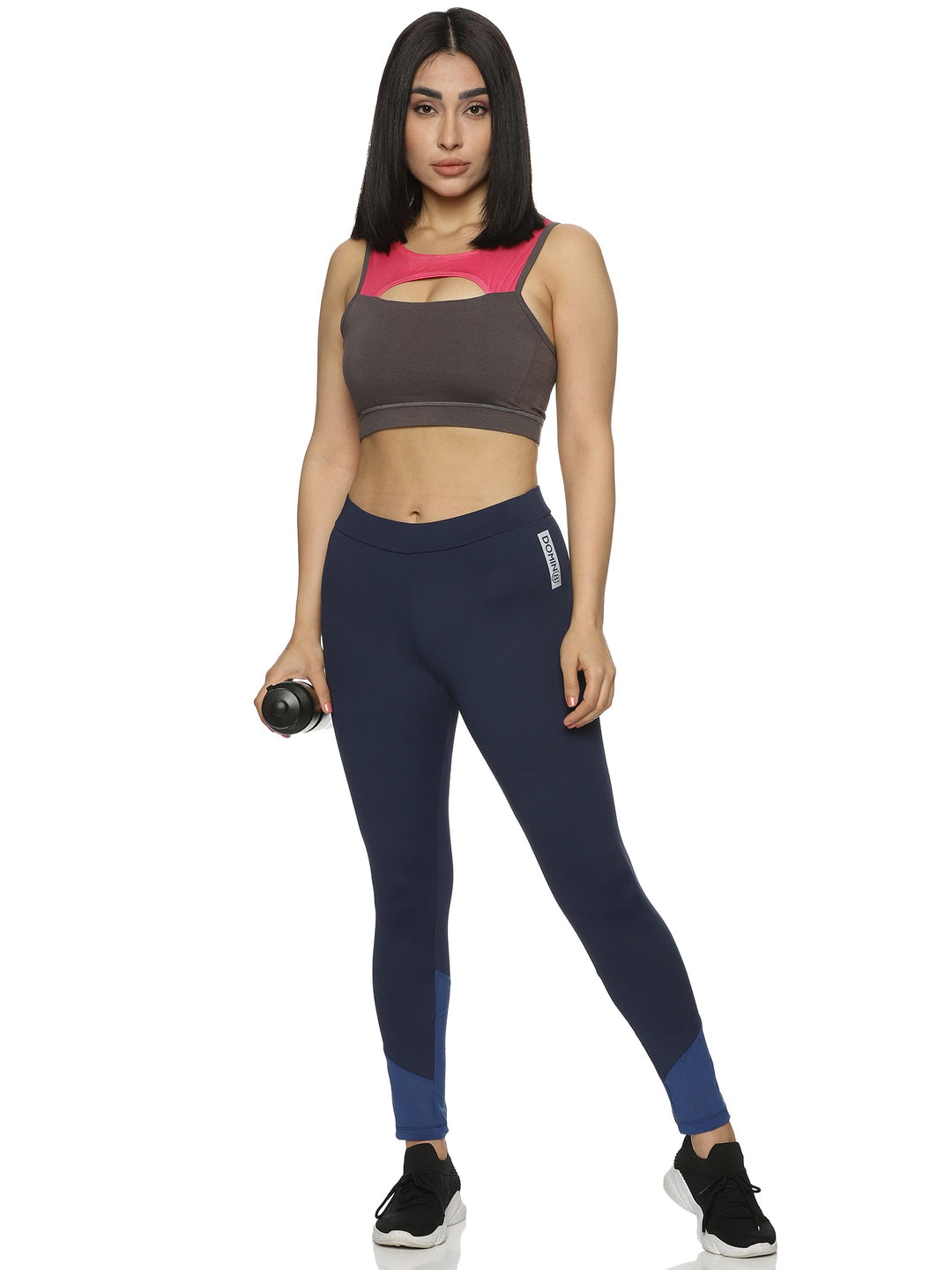 Women's Slim-fit Blue Training Tights with Elasticated waist.