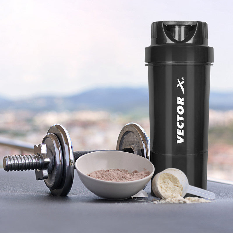 Shaker Bottle For Protein Shake (Pack of 1 | Black | 500ml)