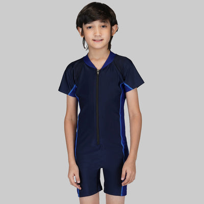 Zaggar Swimming/Cycling Suit Solid Boys & Girls Swimsuit (Bue)