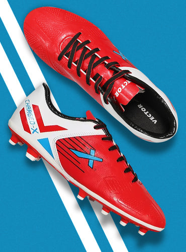 Charged-X Football Shoes For Men (Red | White | Blue)