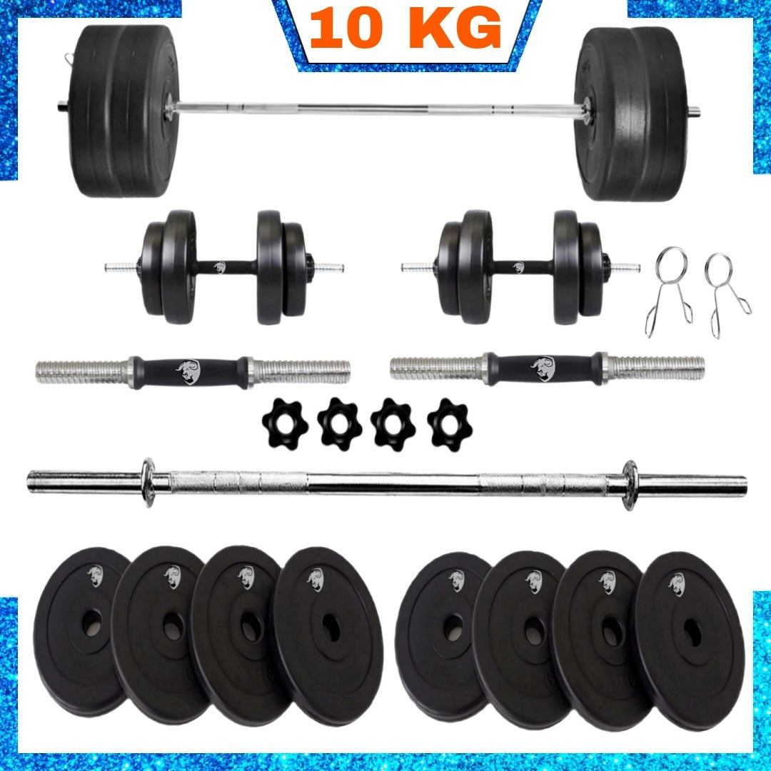 10 kg Fitness Equipments Home Gym Combo Kit with plain rod Home Gym Combo