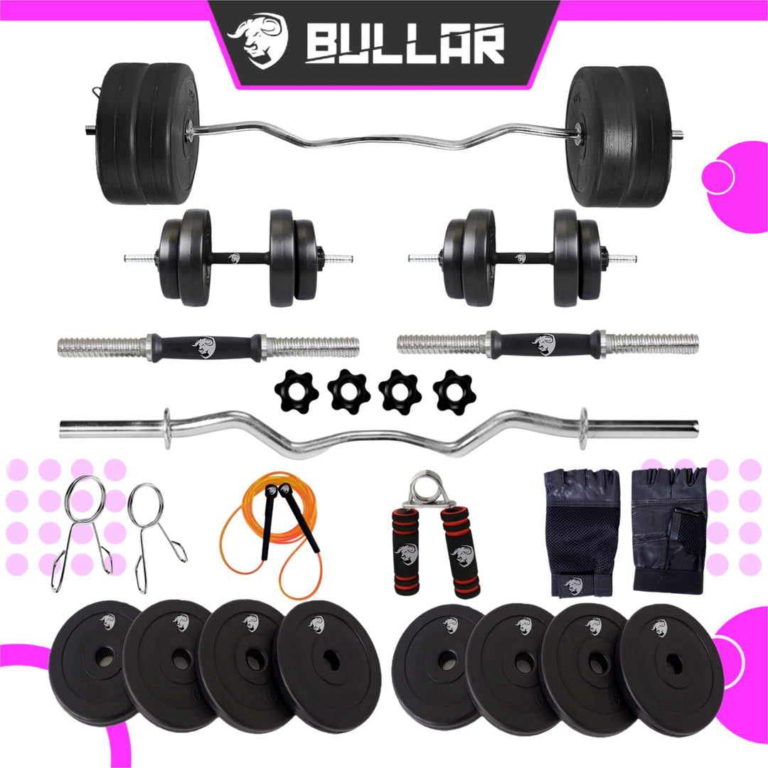 10 kg Home Gym Kit with ez curl rod Home Gym Combo  | Fitness Equipments
