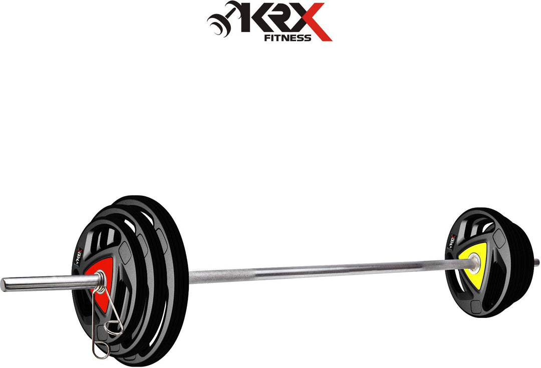 20 kg Professional Metal Integrated Rubber Plates with One 3 Ft Curl + One 5 Ft Plain and 1 Dumbbell & Rod