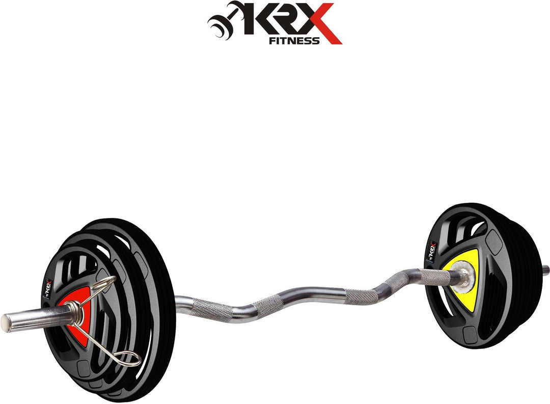 20 kg Professional Metal Integrated Rubber Plates with One 3 Ft Curl + One 5 Ft Plain and 1 Dumbbell & Rod