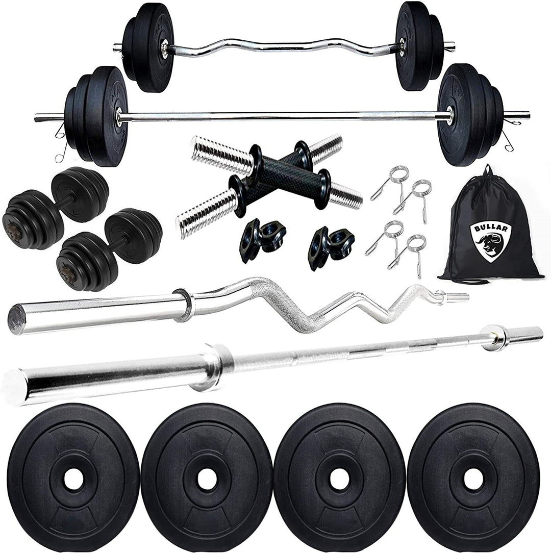 10KG Home Gym Combo  | Gym Equipments With Pvc Dumbbell Plates | 3Ft |4Ft Straight Rod And Dumbbell Rods with Gym Bag