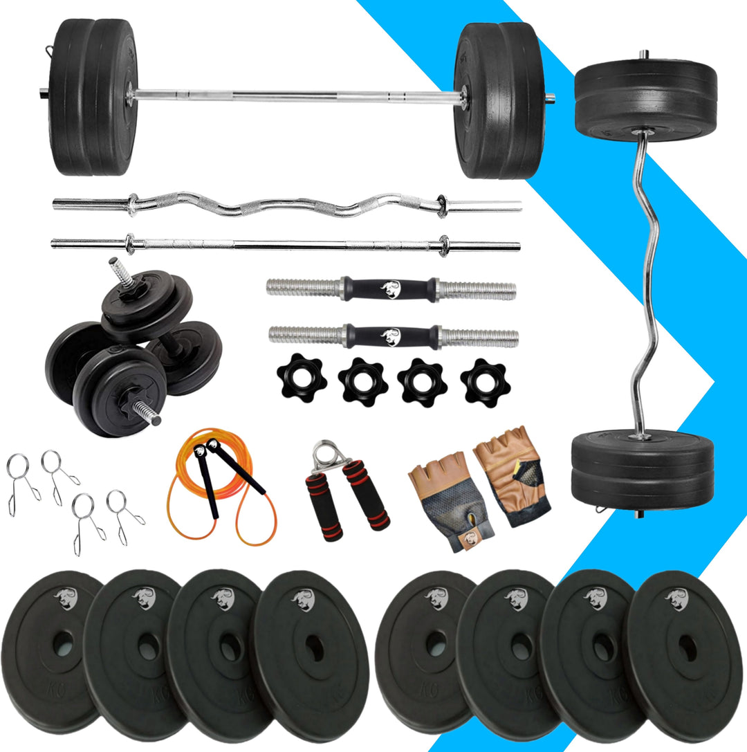 10kg KIT 3ft Curl Rod | 3ft Straight + One Pair Dumbbell Rods | Weight Plates | Exercise kit