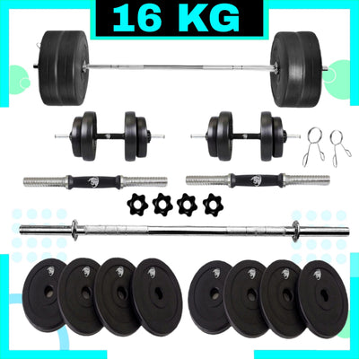 16 kg Home Gym Combo | 3ft straight rod with home gym equipments kit home gym kit