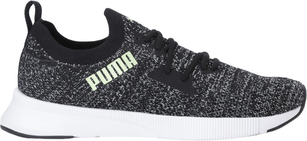 Puma Men's Flyer Runner Engineer Knit Black White-Fizzy Yellow Sports Shoe