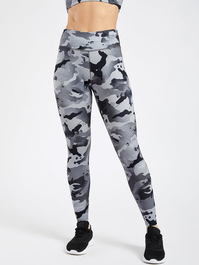 Essential Camo Printed Dark Grey Full Length Leggings