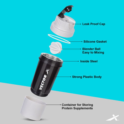 Shaker Bottle For Protein Shake (Grey | 500ml)