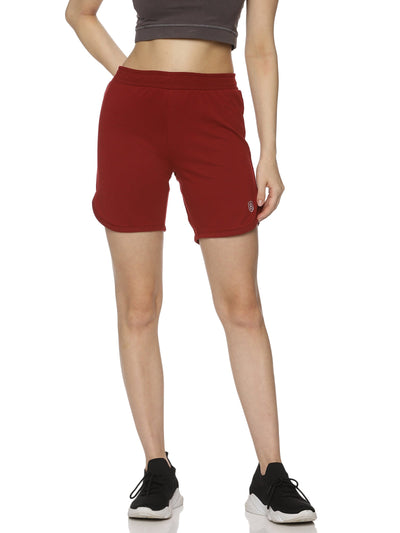 Women's Solid training shorts with Rib Elasticated Drawstring waist.