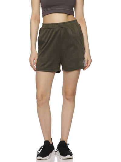 Women's solid Training Shorts with Side pockets & Elasticated waistband with Drawstring.