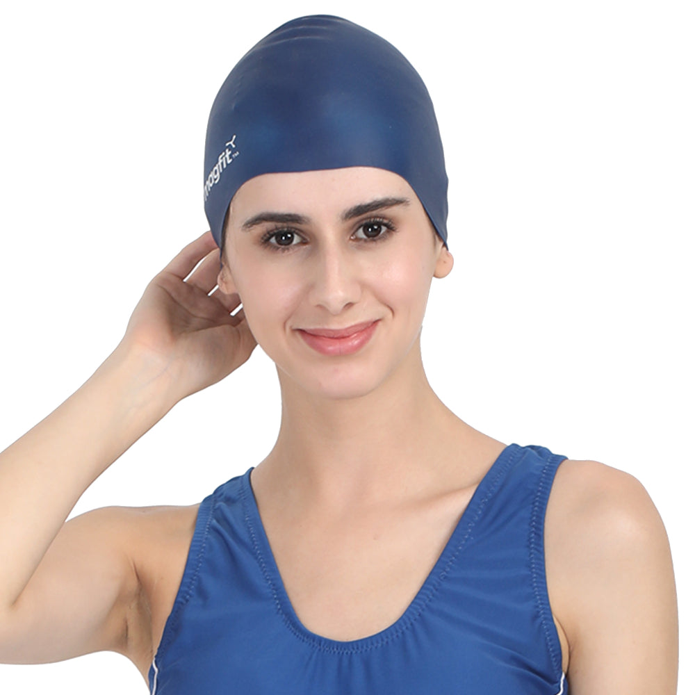 Magfit Unisex Long Hair Swimming Cap (Blue)