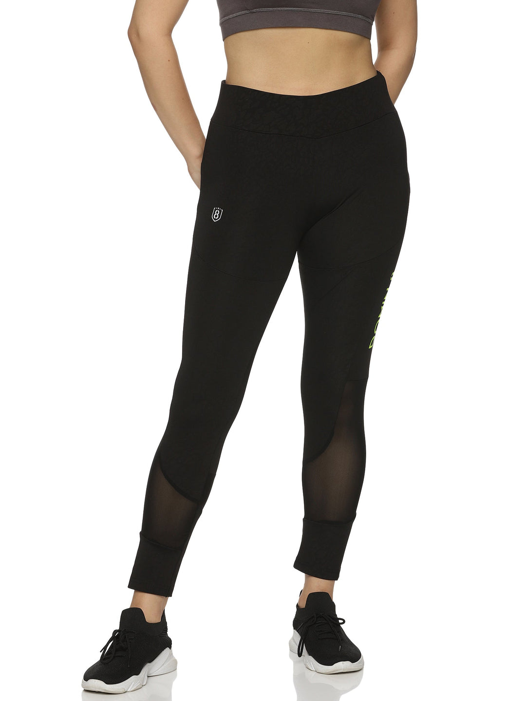 Women's Slim-fit Black Training Tights with Elasticated waist.