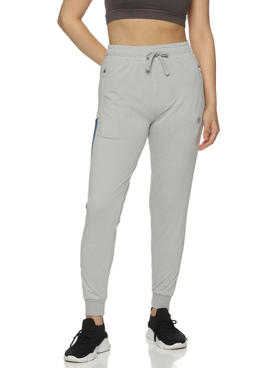 Women's Regular-fit athleisure Track pants with Elasticated waist with Drawstring & zipper pockets.