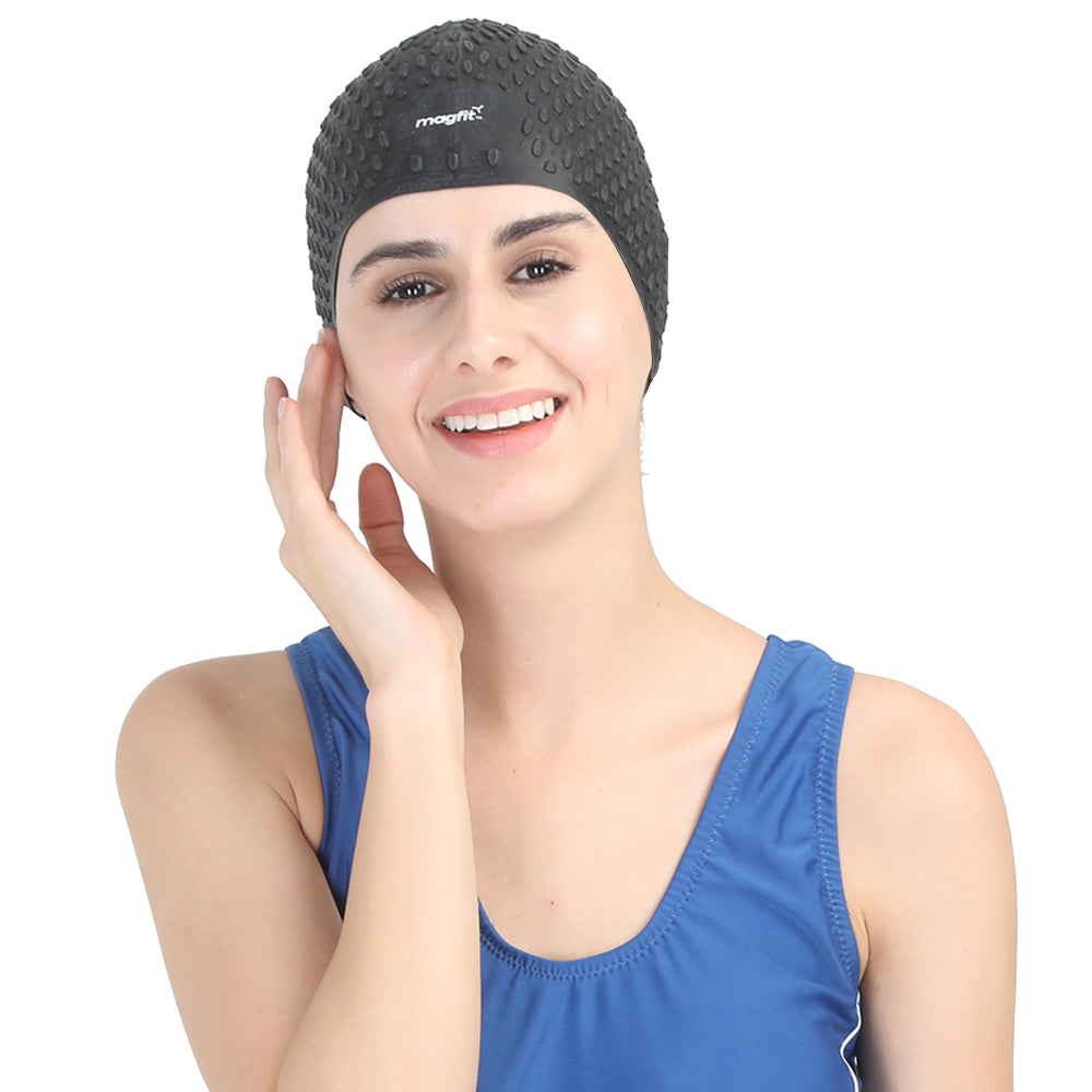 Magfit Unisex Swimming Bubble Cap (Black)