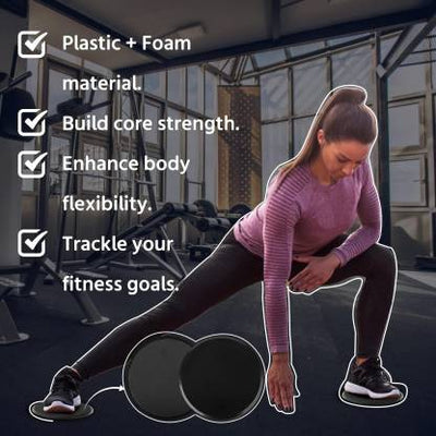 ALYV 2 PCS Workout Core Gliding Discs Slider Fitness Disc | Gym and Home Ab Exerciser  (Black)