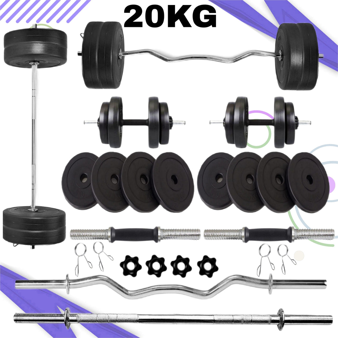 20 kg PVC Weight  | Home Gym Kit  |  3ft Curl And Plain Rod  | Home Gym Combo