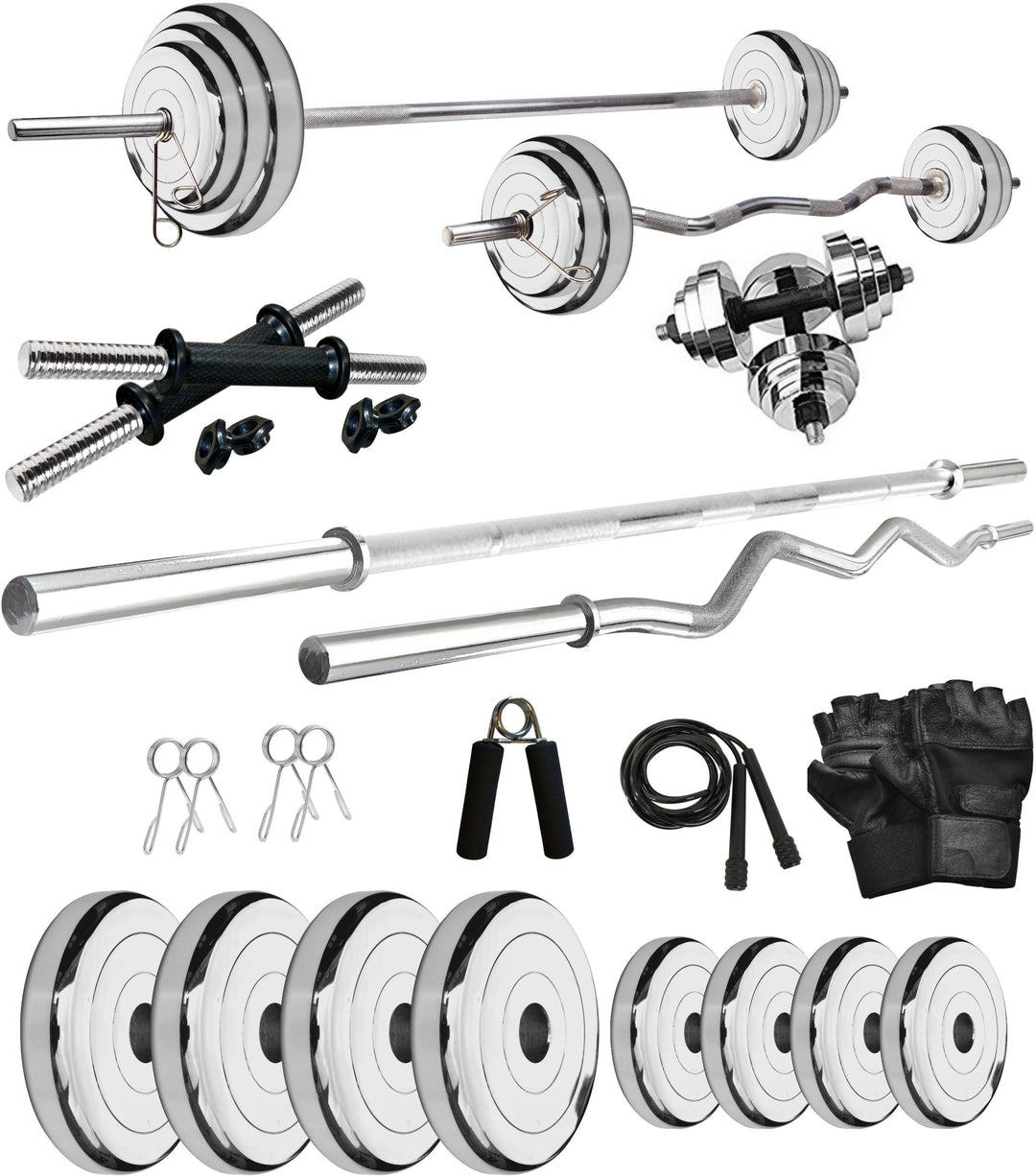 20 kg Premium Steel Plate with One 3 Ft Curl + One 5 Ft Plain & 1 Set DM Rods-WB Home Gym