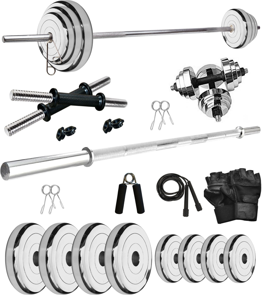 20 kg Premium Steel Plate with One 4 Ft Plain and 1 Set DM Rods + Gym Accessories Home Gym