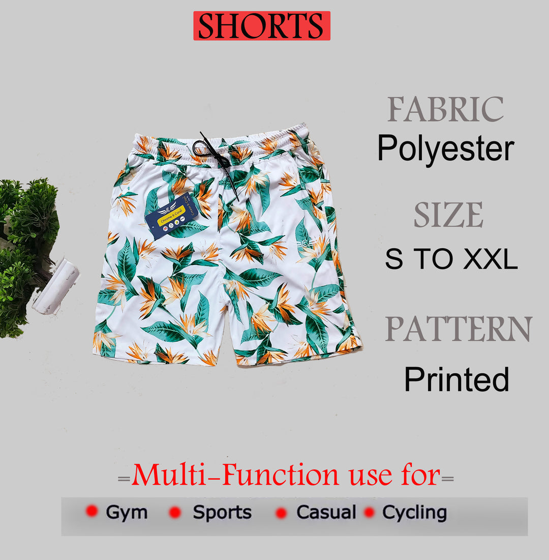 Printed Men Shorts (White Green) (Pack of 1)