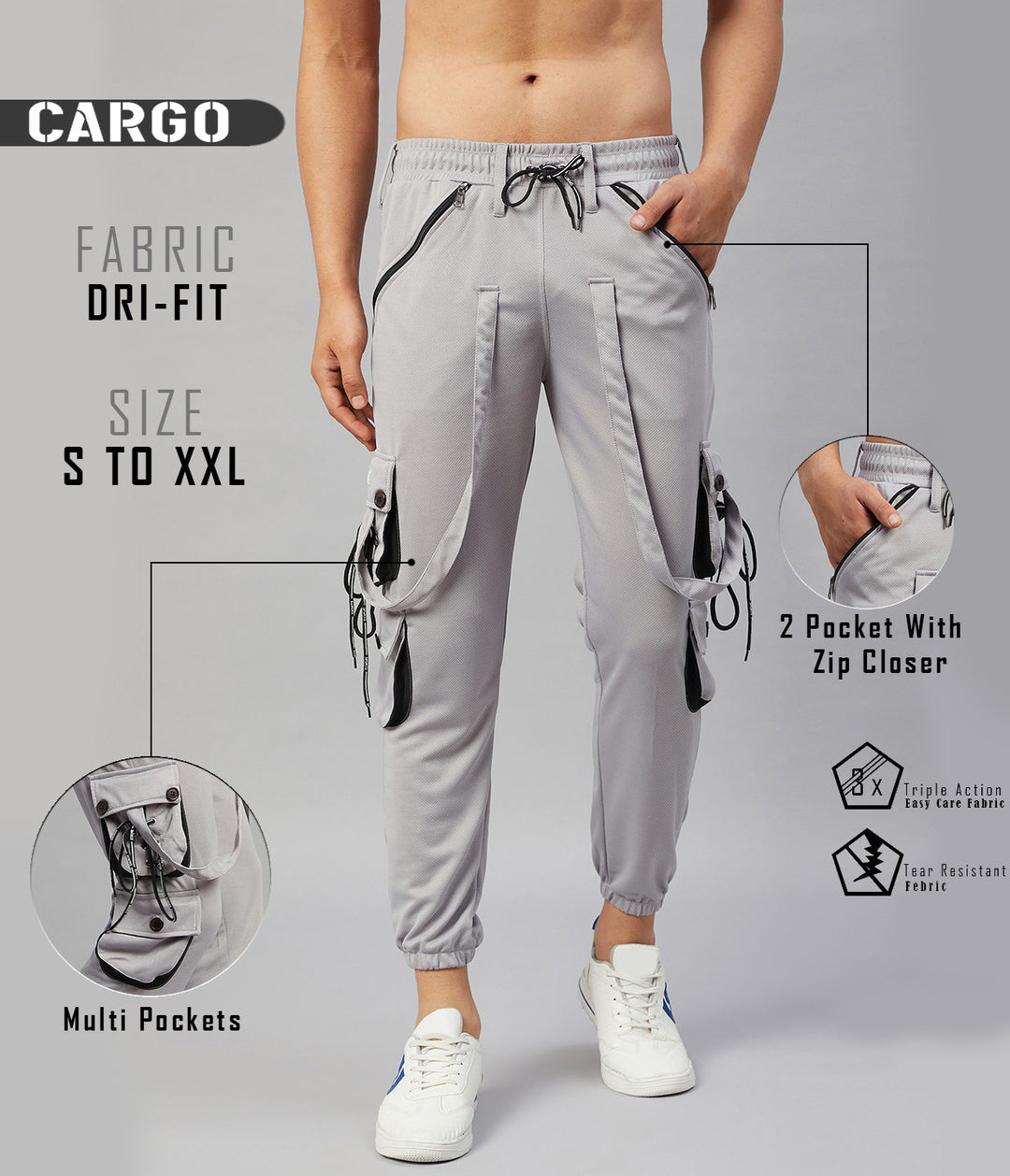 Men Solid Grey Joggers (Pack of 1)