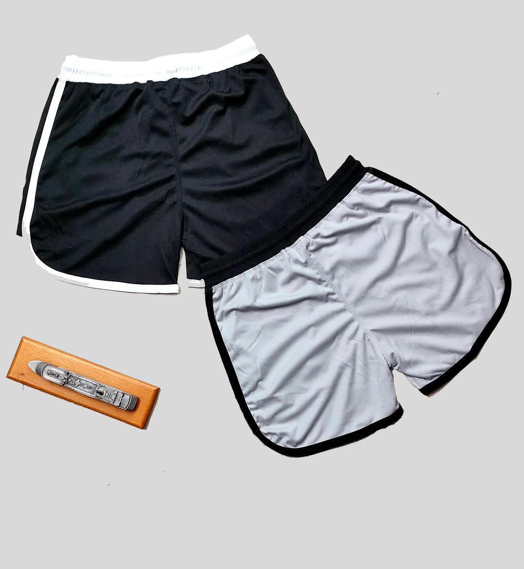Colorblock Men Shorts For Training & Workout (Black | Grey/Black) (Pack of 2)