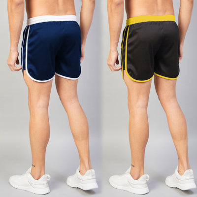 Colorblock Men Shorts For Training & Workout (Navy | Black) (Pack of 2)