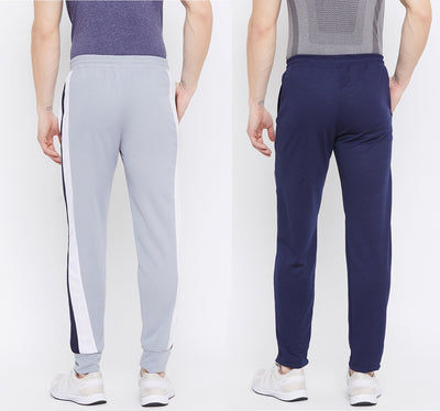 Men Solid Grey/Blue Hiking Track Pants (Pack of 2)