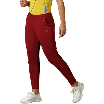 Women's Digital Print Solid Training Track Pants with Drawstring waist & Pockets.