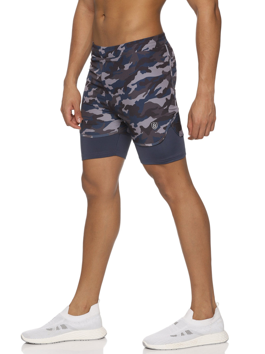 Men's Camouflage Printed Shorts With Elasticated Waist & Inner Tights (Camouflage)