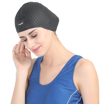 Magfit Unisex Swimming Bubble Cap (Black)