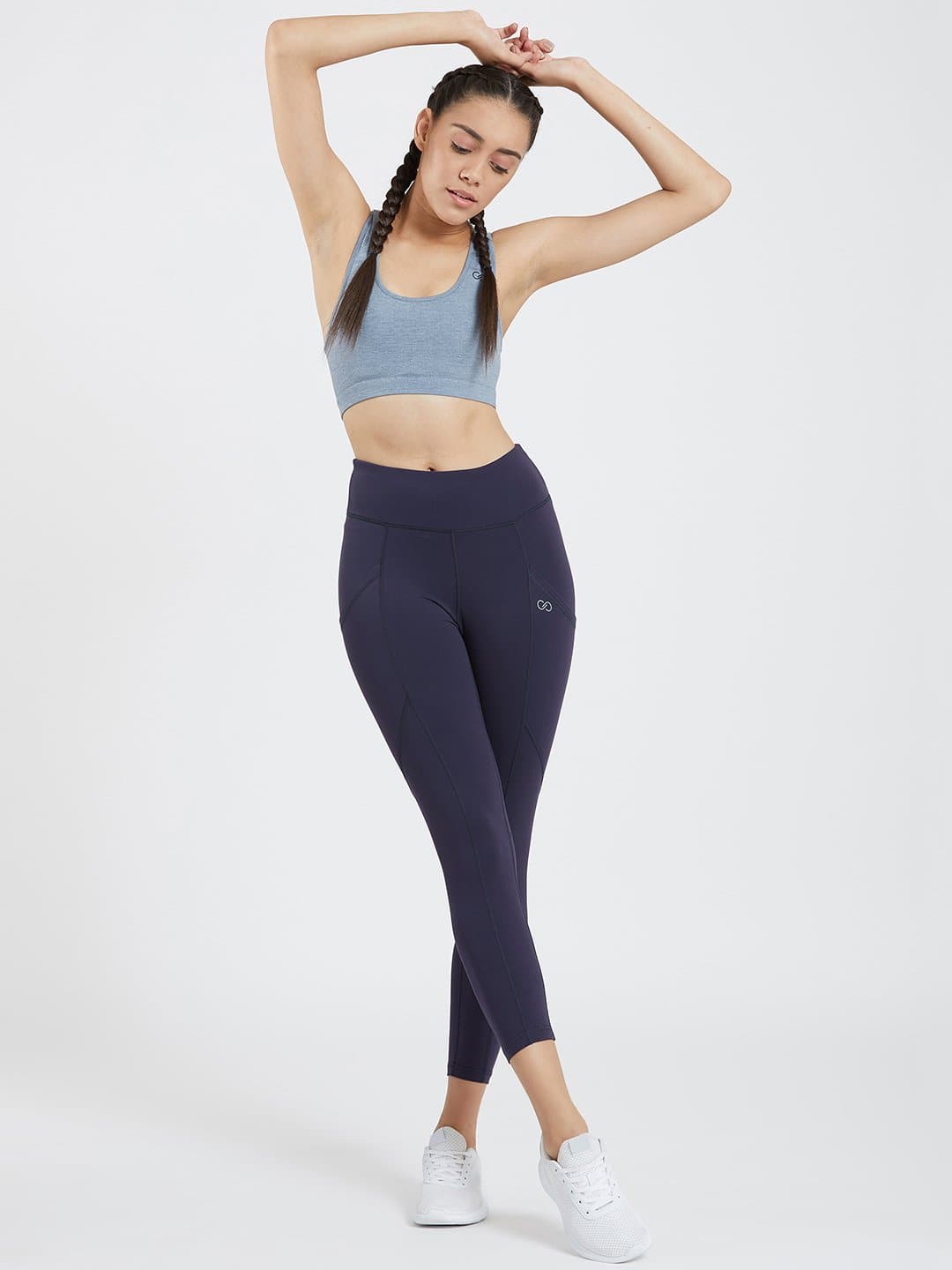 Creeluxe Fierce Navy Blue Ankle Length Pocket Leggings