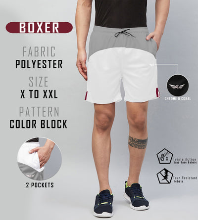 Colorblock Men Shorts (Grey White) (Pack of 1)