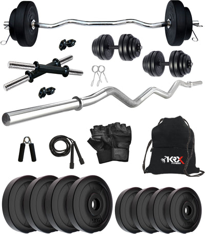 30 kg PVC with One 3 Ft Curl Rod and One Pair Dumbbell Rods | Home Gym
