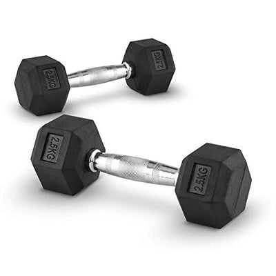 Hex Dumbbells for Home Gym use| Fitness gear |Gym Exercise| Workout Essentials| Gym Dumbbells| Dumbbells Weight for Men & Women| Pack of 2 Dumbbells| 2.5 kg * 2 pc dumbbell set| Black