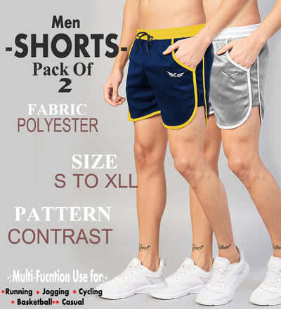 Solid Men Shorts (Navy | Grey) (Pack of 2)